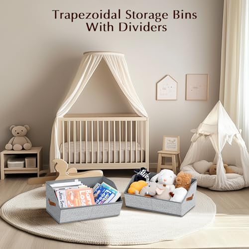 Homsorout Closet Organizers and Storage Bins - 4 Pack Collapsible Divided Trapezoidal Cube Storage Bins Baskets with Orange Handle for Organizing Clothes Blankets, Toys, Books, Towels(Ant Gray) - Image 7