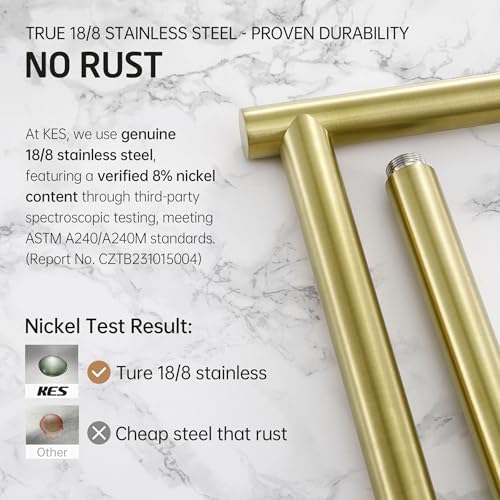 KES Freestanding Toilet Paper Holder, Brushed Gold, Marble Base, SUS304 - Image 4