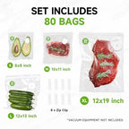 Vixino Vacuum Sealer Bags, 80 Reusable Vacuum Sealer Bags for Food, BPA-Free, Meal Prep and Sous Vide Cooking,Works for Handheld Sealer and Vac Sealer Machine with External Vacuum Systems - Image 2