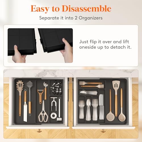 Lifewit Utensil Organizer for Kitchen Drawer, Expandable Cooking Tray - Image 5