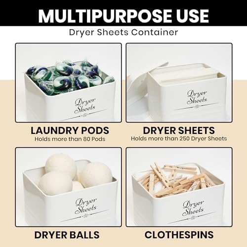 Farmhouse Metal Laundry Detergent Pod Container With Dryer Sheet Holder - Image 3