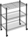 Guan River 3 Tier Wire Basket Shelf,Black,23.23" L x 13.11" W x 32.28" H by GuanRiver