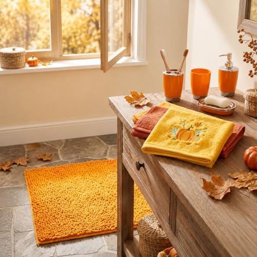 Remagr 8 Pcs Orange Bathroom Decor Set Fall Pumpkin Shower Accessories - Image 3