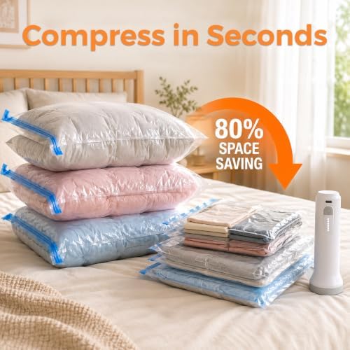 24 Pack Travel Vacuum Storage Bags with Rechargeable Cordless Pump, 3 Sizes - Image 2