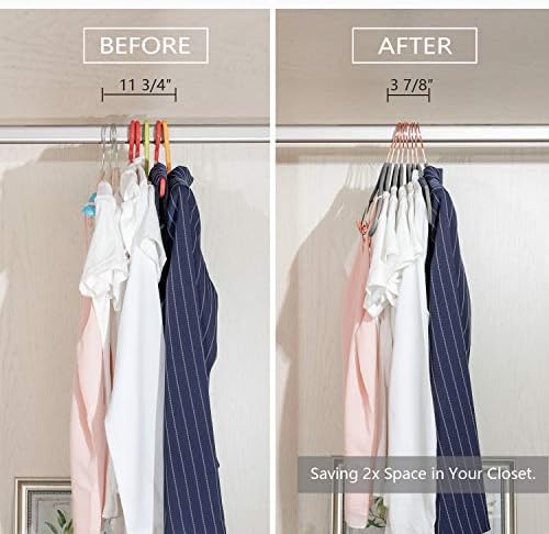 MIZGI Premium Velvet Pants Hangers with Clips (Pack of 20) Slim Skirt Hangers- Non Slip Felt Outfit Dress Hangers Gray - Copper/Rose Gold Hooks,Space Saving Shirt Clothes Hangers - Image 6