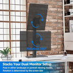 MOUNTUP Vertical Dual Monitor Stand, Stack Two Screens up to 32 inches,33 Lbs, Free-Standing Monitor Desk Mount, Monitor Riser with Swivel, Tilt, Height Adjustable, VESA Stand 100 x 100mm, 75 x 75mm - Image 6