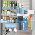 Magnetic Spice Rack for Refrigerator, 7 Pack Metal Magnetic Shelf, Moveable Magnetic Storage Fridge Organizer, Spice Organizer, Hook Rack, Paper Towel Holder, Utensils and Cutting Board Holder, Blue by DTUQYX