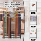 Yaocom Floor Mounted Belt Hanger, Metal Men Closet Display Stand Organizer with Wheels, Ties Scarf Rack Shawls Purse Shelf Storage Holder for Clothing Bedroom Store, 150 x 100 x 40 cm - Image 2