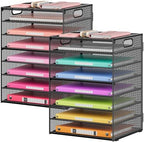 Lavatino 2 Pack 8-Tier Office Desk File Organizer, Letter Tray Paper Organizer with Handle, Including 5 Adjustable Slide Trays for Organizing Desktop Workspace Accessories and Supplies (Black Mesh) by Lavatino