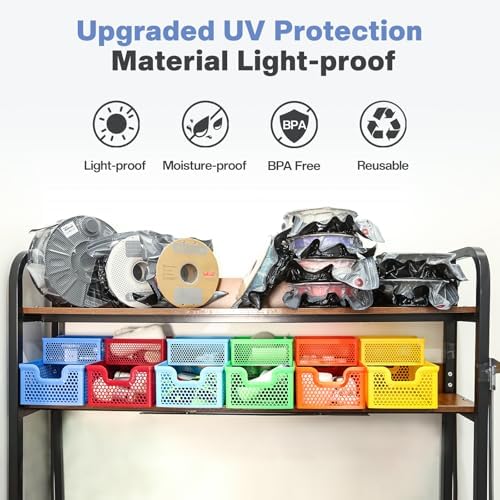Vacbird 30pcs Filament Storage Bags Light-Proof Vacuum Storage Kit with USB Pump, 3D Printer Filament Vacuum Sealed Bags for Keeping Dry, Plus Size 32X34cm - Image 3