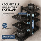 7 Tier Pots and Pans Organizer Under Cabinet, 20.8" Height Heavy Duty Pan Organizer Inside Cabinet, Adjustable Pot Rack Holds 120 Lbs, 15 Lbs Per Layer, for Dutch Oven Cast Iron Cookware & Lids - Image 5