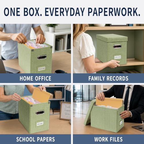 File Organizer Box with 15 Hanging File Folders, Lift-Off Lid - Image 6