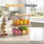 Trash Bag Holder 4 Pack, Stackable Garbage Bag Dispenser with Bamboo Lid, Large Capacity Under Sink Organizer for 13/30/33 Gallon Bags, Clear Storage Bins for Kitchen, Laundry Room, Pantry, Cabinet - Image 4