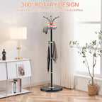 ZOZOE Metal Coat Rack Stand, Modern Coat Rack Freestanding with Natural Marble Base, 360° Rotary Design Coat Racks with 14 Hooks, Black Coat Tree Hanger Stand for Bags, Hats, Entryway, Office - Image 5