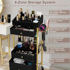 Makeup Organizer Cart, 3 Drawers, Vanity Organizer, Gold & Black - Image 3