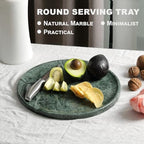 Karibiber Natural Marble Serving Tray, 11.8in Marble Round Tray, Green Stone Bathroom Tray for Countertop, Decorative Vanity Trays, Coffee Table Trays, Jewelry & Perfume Holder - Image 4