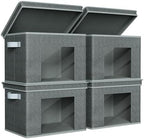 Univivi Fabric Storage Bins with Lids for Closet, 4 Pack, Black by Univivi