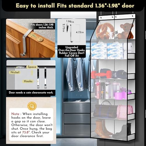 PAULONE 6-Tier Over The Door Shoe Organizer, 71" Hanging Shoe Rack with 2-Size Deep Pockets, 98 lbs Sag-Proof Capacity for Closet Entryway RV - Image 4