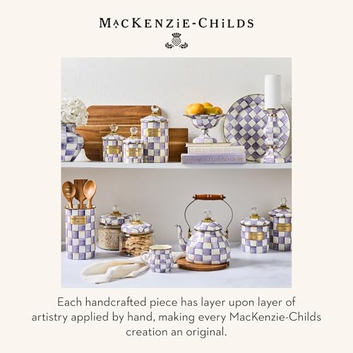 MACKENZIE-CHILDS Enamel Canister, Large, Purple-and-White Violet Check - Image 6