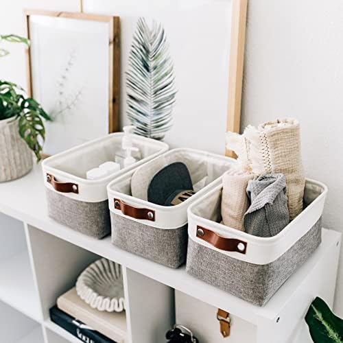 OrganiHaus 12x8in Canvas Storage Baskets, 6 Pack - Fabric Bins for Shelves - Image 3