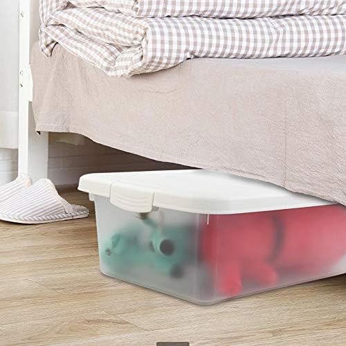 14 Quart Clear Storage Box, Underbed Plastic Latch Box with White Lids, 2-Pack - Image 5