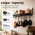 KES 24 Inch Kitchen Pot Pan Rack Wall Mounted, 10 Hooks, Matte Black - Image 2
