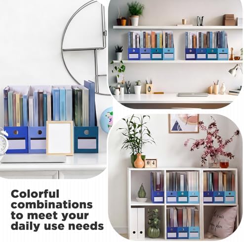 Jutom 48 Sets Cardboard Magazine Holders with Labels for School,Blue - Image 6