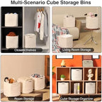ICERZCZ 13 Inch Cube Closet Storage Bins, Woven Cotton Rope Organizer Baskets for Organizing & Shelves, Books, Towels, Clothes, Toys, 13x13x13 in, Off White (Pack of 3) - Image 5