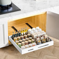 HBL' 1 Pack | 21" Deep Pull Out Cabinet Organizer Adhesive, (13.8" to 22.0") Width Expandable Sturdy Carbon Steel Roll-Out Drawers, Designed for Frameless Cabinets, Slide-Out Shelves for Pantry. by HBL