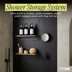 MaisoNovo Wood Shower Caddy with Mirror - Slim Shelf for Bathroom Set of 2 - Image 2