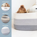 OrganiHaus Cotton Rope Baskets for Shelves, Set of 3, 15x9x10 - Image 3