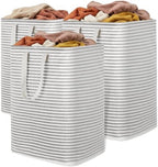 Lifewit 90L Large Laundry Baskets, Laundry Hampers Bags, 3 Pack, Grey by Lifewit