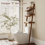 Over The Toilet Storage Shelf Wood, 3-Tier Above Toilet Organizer Rack, Freestanding Above Toilet Shelf for Bathroom, Laundry, Space Saver, Walnut Color. - Image 3