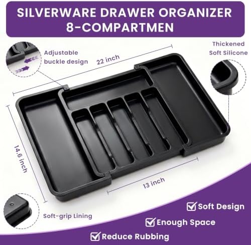 24 Piece Stainless Steel Silverware Set with Expandable Drawer Organizer - Image 6
