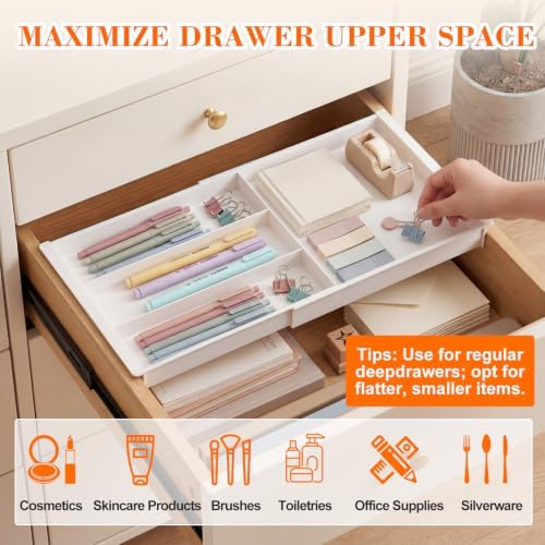 Briwooody 3 Pcs Hanging Sliding Drawer Tray with Adjustable Dividers - Image 5