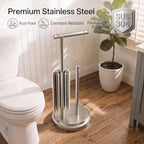 Hoimpro Toilet Paper Holder Stand Bathroom Free Standing Brushed Nickel - Image 5