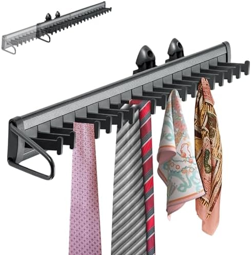 Sliding Tie Rack Hanger for Closet, 20 Tie Pull Out Belt Rack Organizer by xiiw