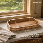 EOSAHR Acacia Wood Decorative Tray: Serving Tray for Room Decor, Brown - Image 2