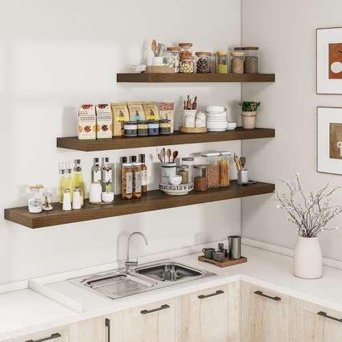RICHFOCUS Long Floating Shelves for Wall 2Pack, Walnut, 40" Lx8 D - Image 5