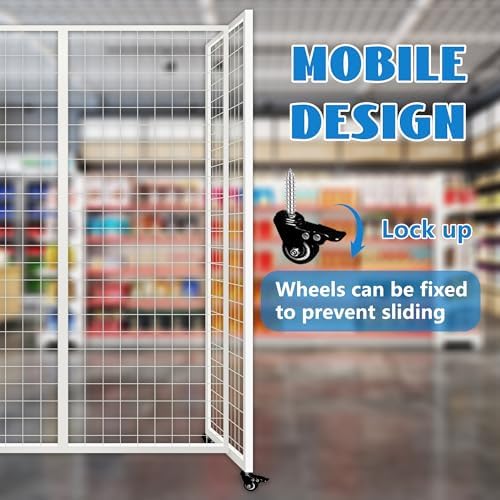 Grid Wall Panels with Wheels, 4 x 5.5Ft Gridwall Panel Display Stand, Sturdy Art Display Panels, Grid Display Stand, White - Image 5