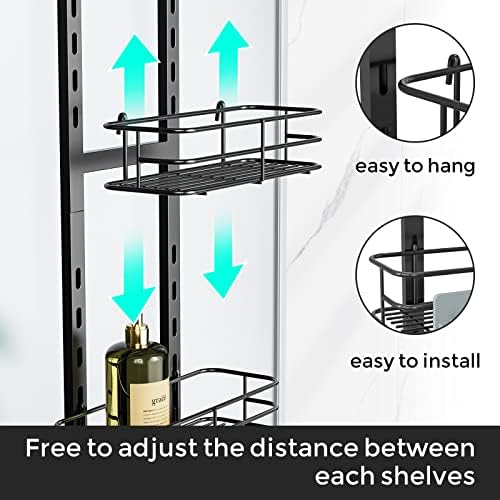 ODesign 3-Tier Over the Door Shower Caddy Hanging,Black - Image 4