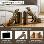 1 Pair Dog Bookends for Shelves, Vintage Resin Bookends for Heavy Books, Home Office Desk Decor, Golden Retriever Book Ends (Gold Dog) - Image 2