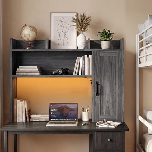 Dorm Desk Hutch, 37.4" Desktop Shelf with 6 Shelves & Power Outlet - Image 3