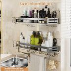 Suction Cup Shower Caddy with 5 Hooks & Towel Rrack 15.7inch Grey - Image 2
