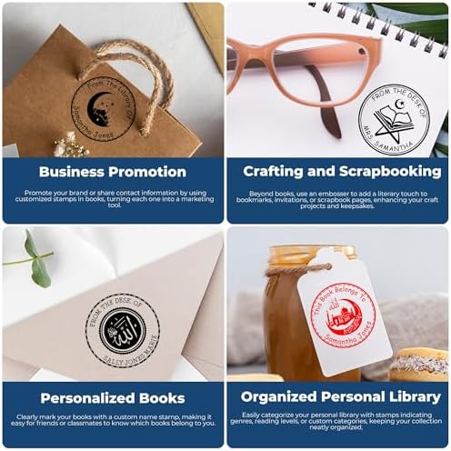 Custom Mailing Stamper for Islamic School Teachers - Home Address Stamp, Pre-Inked, Round 1-5/8 Size, PSI Morning Prayers Design, Available in 5 Ink Colors - Ideal for Islamic Education Professionals - Image 3