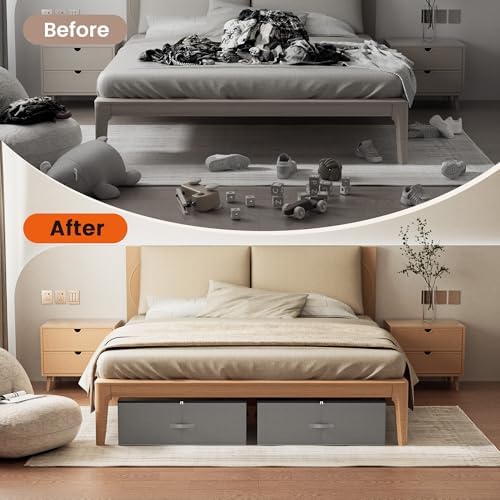 XXXXL 125L Under Bed Storage, Storage Containers with Support & Clear Lid, Support Frame, Underbed Storage Bins for Clothes, Shoes, Blankets, and Toys 2 pack - Image 5
