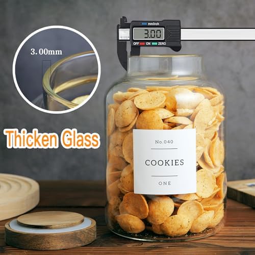 CZHQSMZ Set Of 2 Large Glass Jar with Wooden Lid with 132 Labels, Glass Storage Jars for Flour Pasta Candy Coffee Cookie and More(70 FL OZ/2000 ml) - Image 2