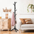 Simple Houseware Wooden Coat Rack Stand, Hall Tree with 9 Hooks, Black - Image 3