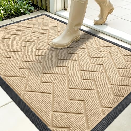 OLANLY Front Door Mat Outside 35x23, All-Season Absorbent Rubber Doormat by OLANLY