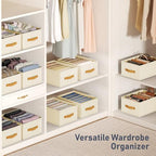 DIMJ Wardrobe Clothes Organizer - Foldable Closet Drawer Organizer Dividers for Jeans, Pants, Sweater, T Shirt, Storage Bins with Handles for Shelf - Image 6